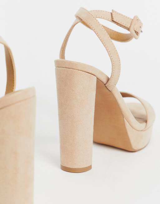 Beige sandaler med platformhæle i enkelt design fra ASOS DESIGN Nutshell, 2 af 4