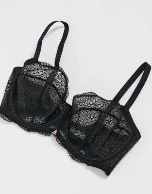 Beija Fuller Bust Waves sheer geometric lace Z underwire bra in black