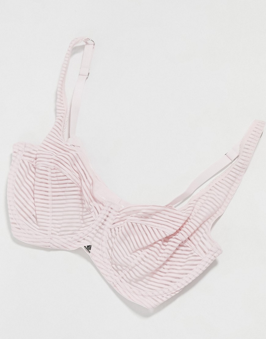 Beija - Vollere buste - Stripes - Beha met Z-beugel van stretch mesh in roze