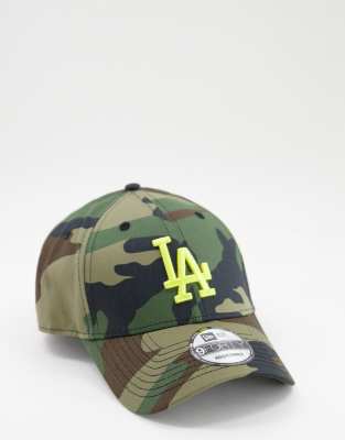   Asos Бейсболка с камуфляжным принтом и вышивкой Los Angeles Dodgers New Era 9FORTY-Зеленый цвет