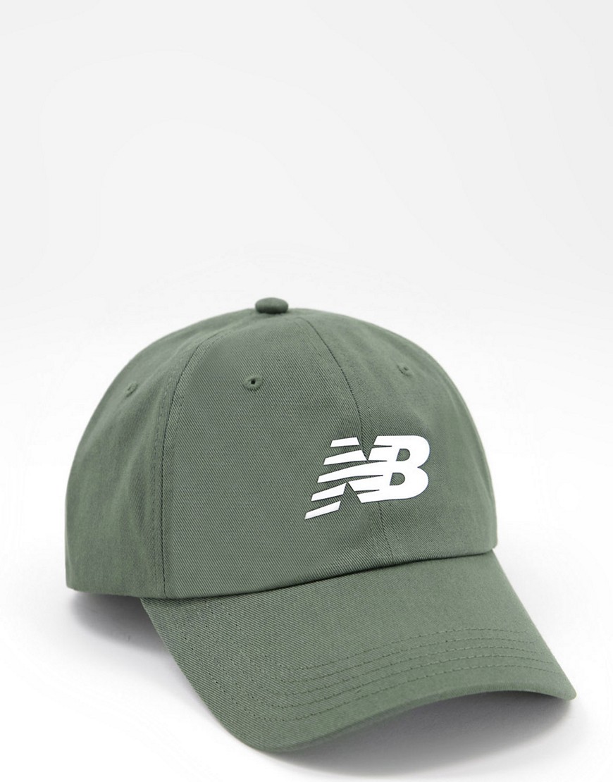 фото Бейсболка цвета хаки с логотипом new balance core-зеленый цвет