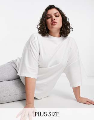 фото Белая базовая oversized-футболка missguided plus-белый