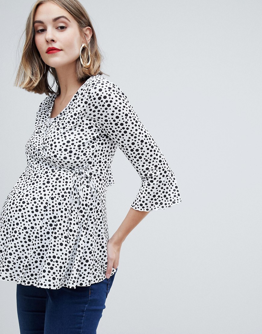 фото Белая блузка с запахом и завязкой сбоку asos design maternity-мульти asos maternity - nursing