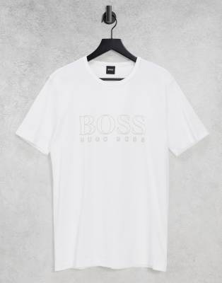 фото Белая футболка boss athleisure tee gold 3-белый