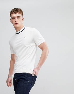 фото Белая футболка из пике с контрастной отделкой fred perry rеissues-белый