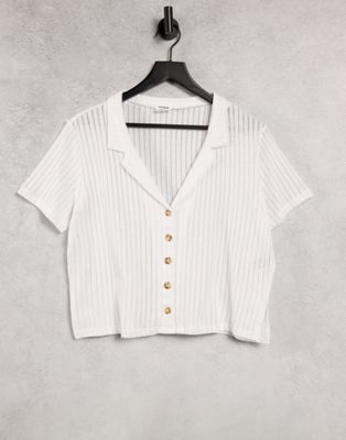 фото Белая футболка-поло с короткими рукавами cotton:on-белый