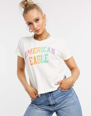 фото Белая футболка с короткими рукавами american eagle-белый