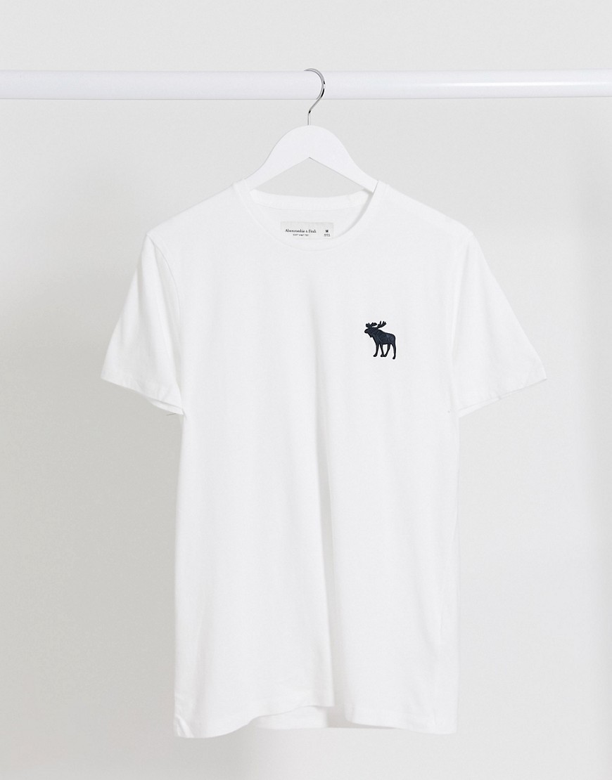 фото Белая футболка с круглым вырезом и логотипом abercrombie & fitch-белый