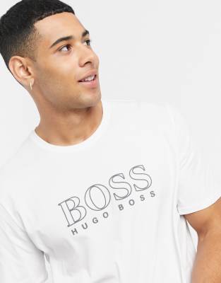 фото Белая футболка с логотипом boss bodywear-белый