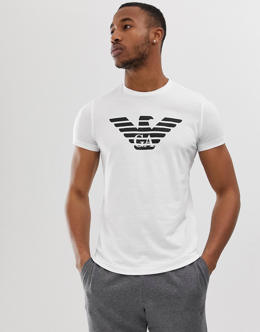 фото Белая футболка с логотипом-орлом на груди emporio armani-белый