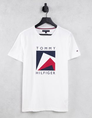 Футболки с принтом Белая футболка с логотипом Tommy Hilfiger Corp Apex-Белый