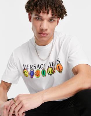 фото Белая футболка с логотипом versace jeans couture-белый