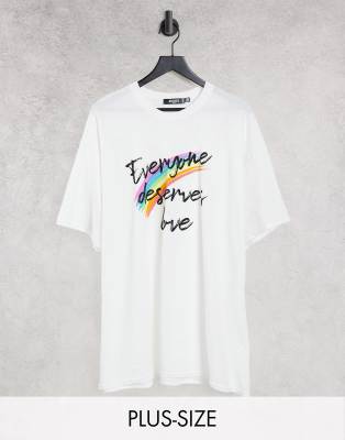 фото Белая футболка с надписью "everyone deserves love" missguided plus-белый