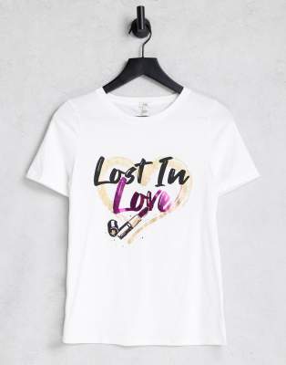 фото Белая футболка с надписью "lost in love" river island-белый