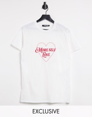 Футболки и майки  Asos Белая футболка с надписью More Self Love Missguided-Белый