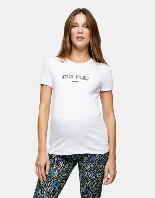 Топы для беременных Белая футболка с надписью New York Topshop Maternity-Белый