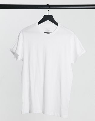 фото Белая футболка с отворотами на рукавах new look-белый