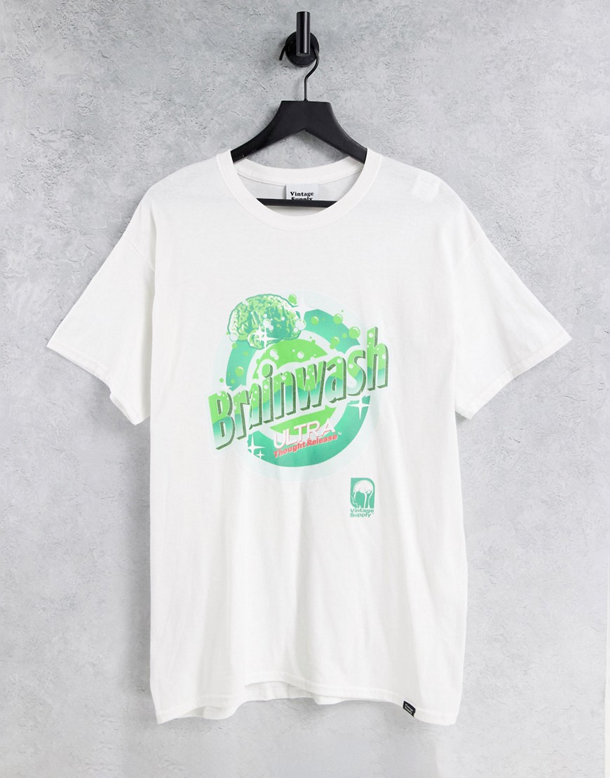 фото Белая футболка с принтом "brainwash ultra" vintage supply-белый