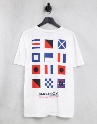 фото Белая футболка с принтом флагов на спине nautica competition-белый