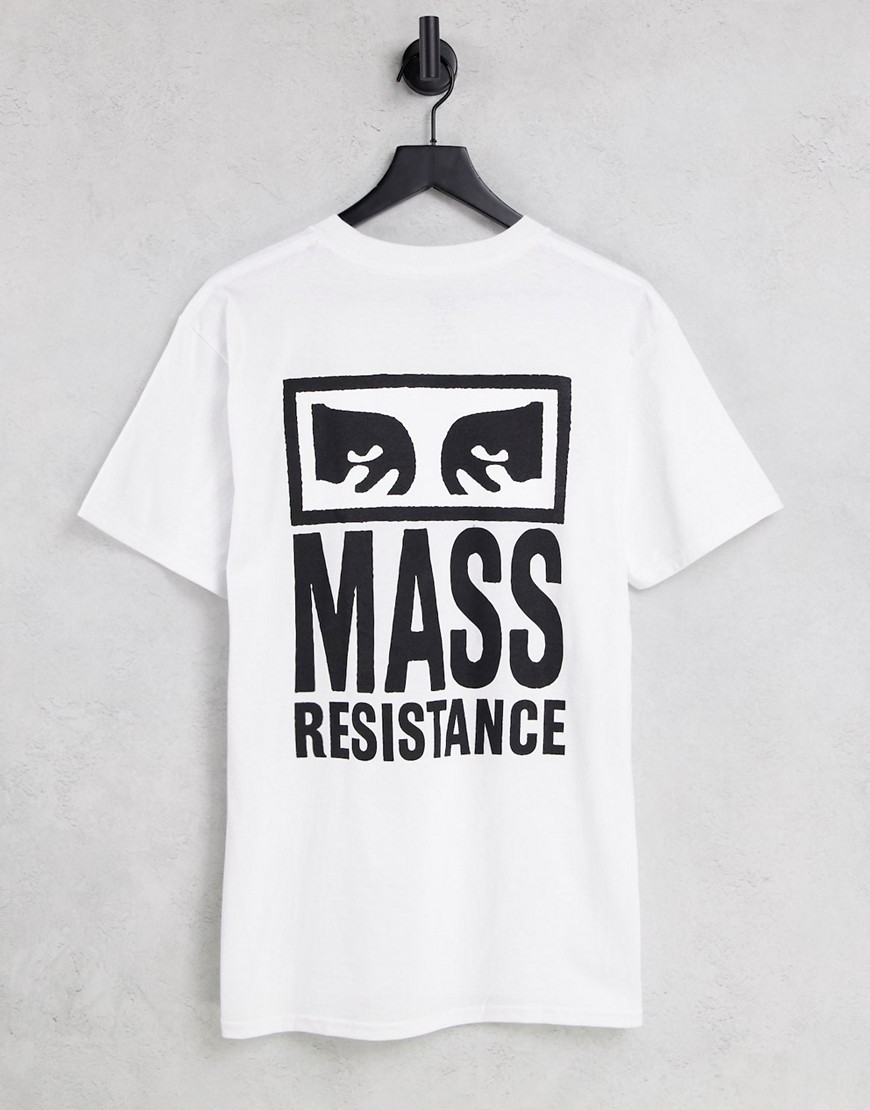 Белая футболка с принтом "Mass Resistance" -Белый Obey 110125448