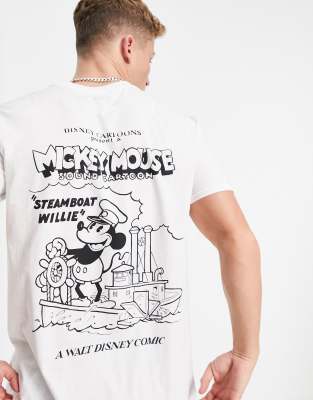 фото Белая футболка с принтом микки мауса "steamboat willie" poetic brands-белый