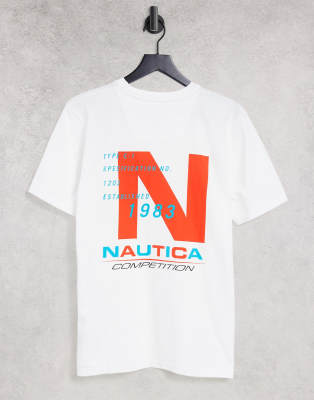 фото Белая футболка с принтом на спине nautica competition rowlock-белый