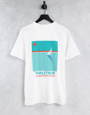 фото Белая футболка с принтом на спине nautica competition-белый