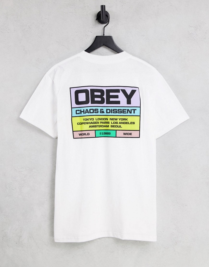 Белая футболка с принтом на спине Build To Last-Белый Obey 110124345