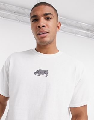 фото Белая футболка с принтом носорога new love club-белый
