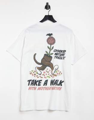 фото Белая футболка с принтом "take a walk" на спине crooked tongues-белый