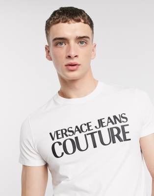 фото Белая футболка с рельефным логотипом versace jeans couture-белый