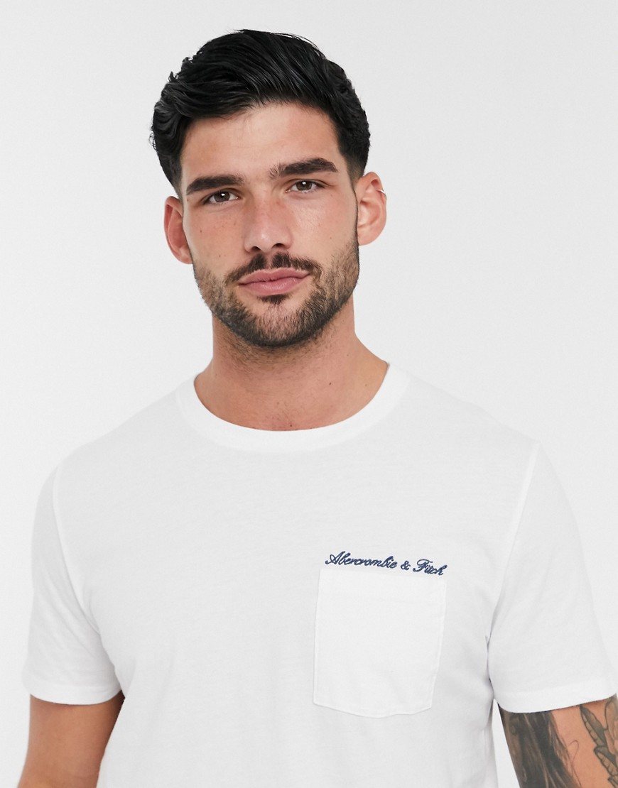 фото Белая футболка с вышитым логотипом abercrombie & fitch-белый