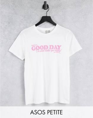 Белая футболка свободного кроя с принтом Have a good day ASOS DESIGN Petite-Белый