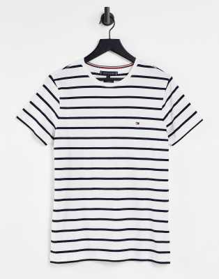Футболки в полоску Белая футболка узкого кроя в полоску Tommy Hilfiger-Белый