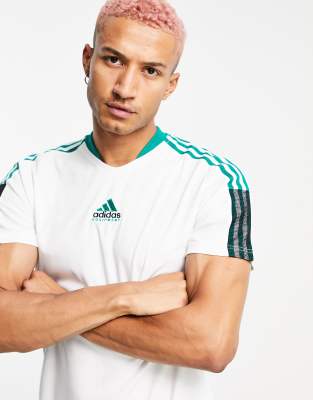 Белая футбольная футболка с зелеными полосками adidas Tiro-Белый
