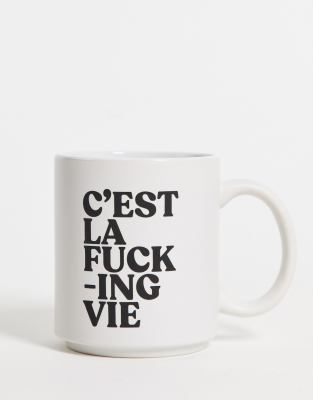 фото Белая кружка с надписью "c'est la vie" typo-белый