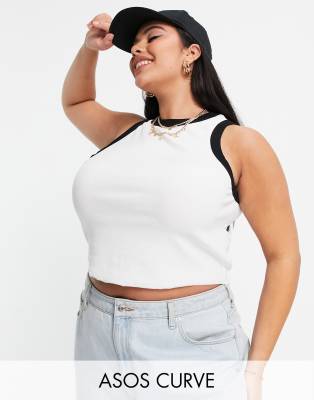 фото Белая майка с контрастной окантовкой asos design curve-белый asos curve