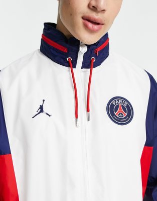 фото Белая нейлоновая куртка nike football paris saint-germain x jordan-белый