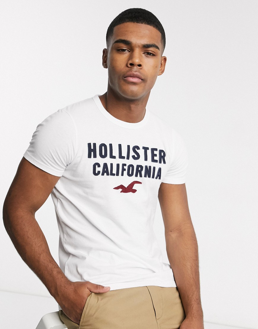 фото Белая обтягивающая футболка с логотипом hollister-белый