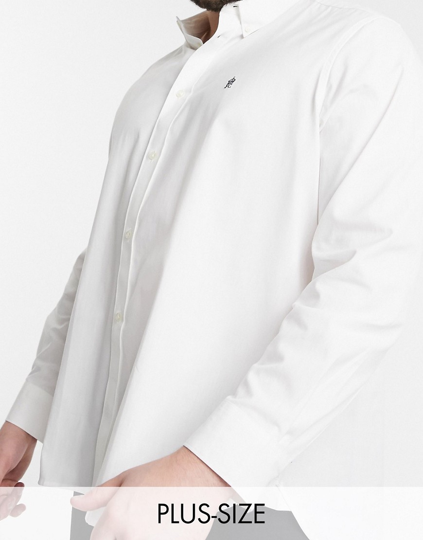 фото Белая оксфордская рубашка на пуговицах с логотипом french connection plus-белый