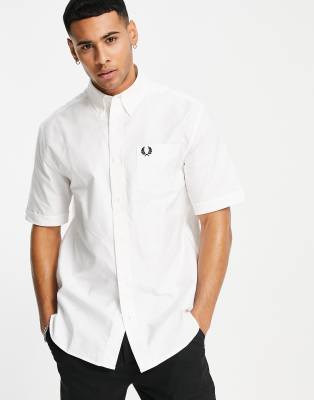   Asos Белая оксфордская рубашка с короткими рукавами Fred Perry-Белый