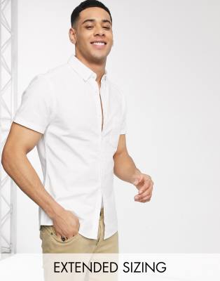 Белая оксфордская рубашка узкого кроя ASOS DESIGN-Белый
