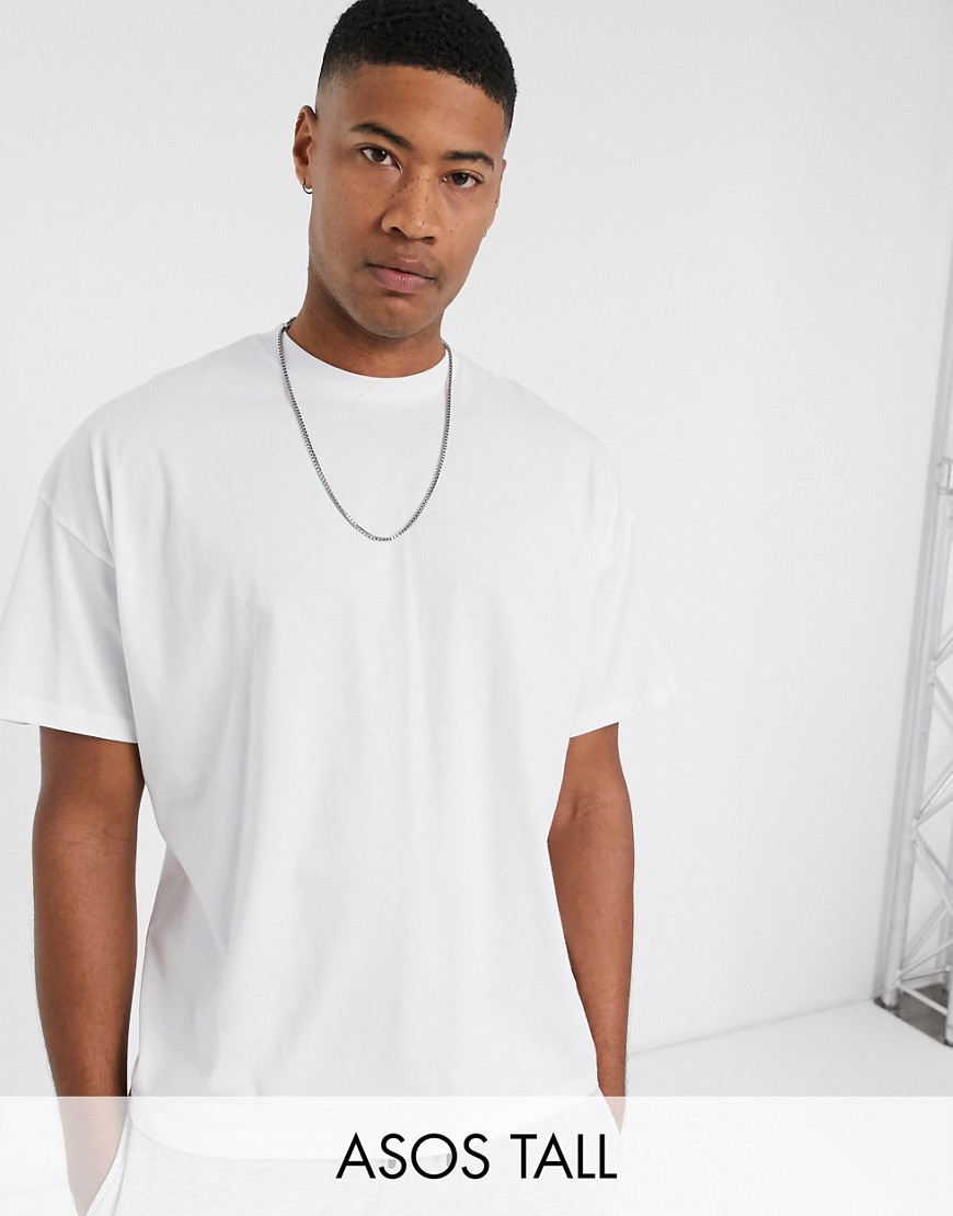 фото Белая oversize-футболка с круглым вырезом asos design tall-белый