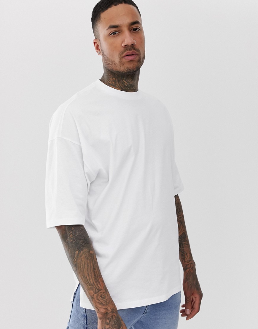 фото Белая oversize-футболка с разрезами asos design-белый