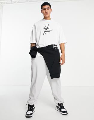 фото Белая oversized-футболка из плотной ткани с вышивкой на груди asos dark future-белый