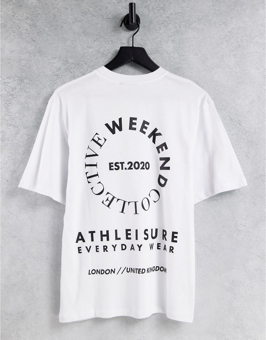 фото Белая oversized-футболка с большим графическим принтом на спине asos weekend collective-белый