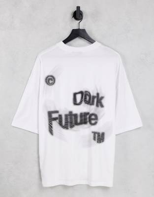 фото Белая oversized-футболка с деформированным логотипом asos dark future-белый