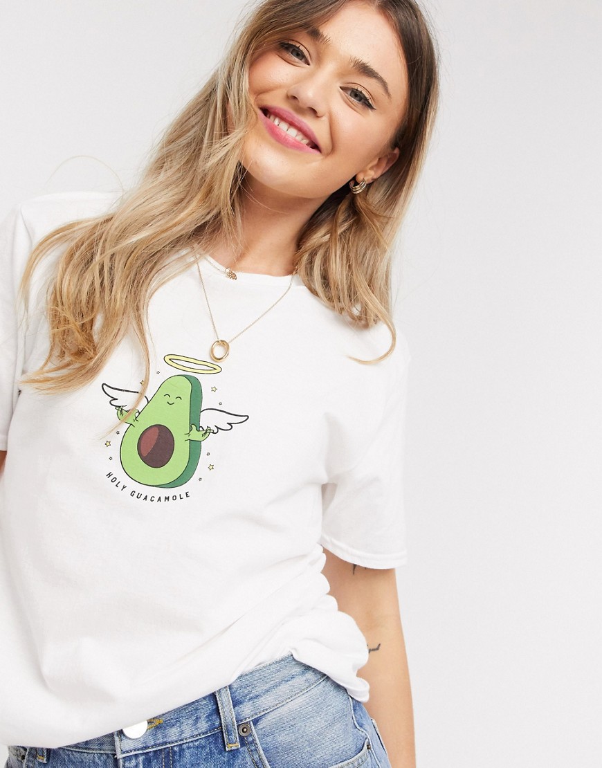 фото Белая oversized-футболка с принтом авокадо heartbreak-белый