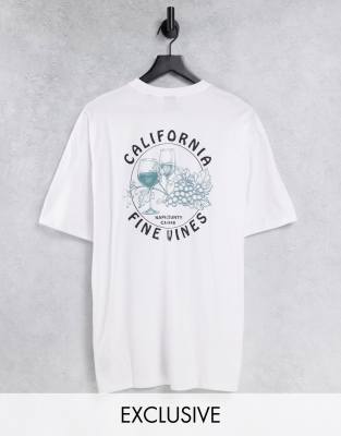 фото Белая oversized-футболка с принтом "california wine" на спине only & sons – эксклюзивно для asos-белый