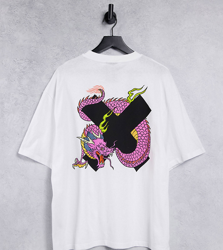 фото Белая oversized-футболка с принтом дракона и буквы "х" collusion unisex-белый